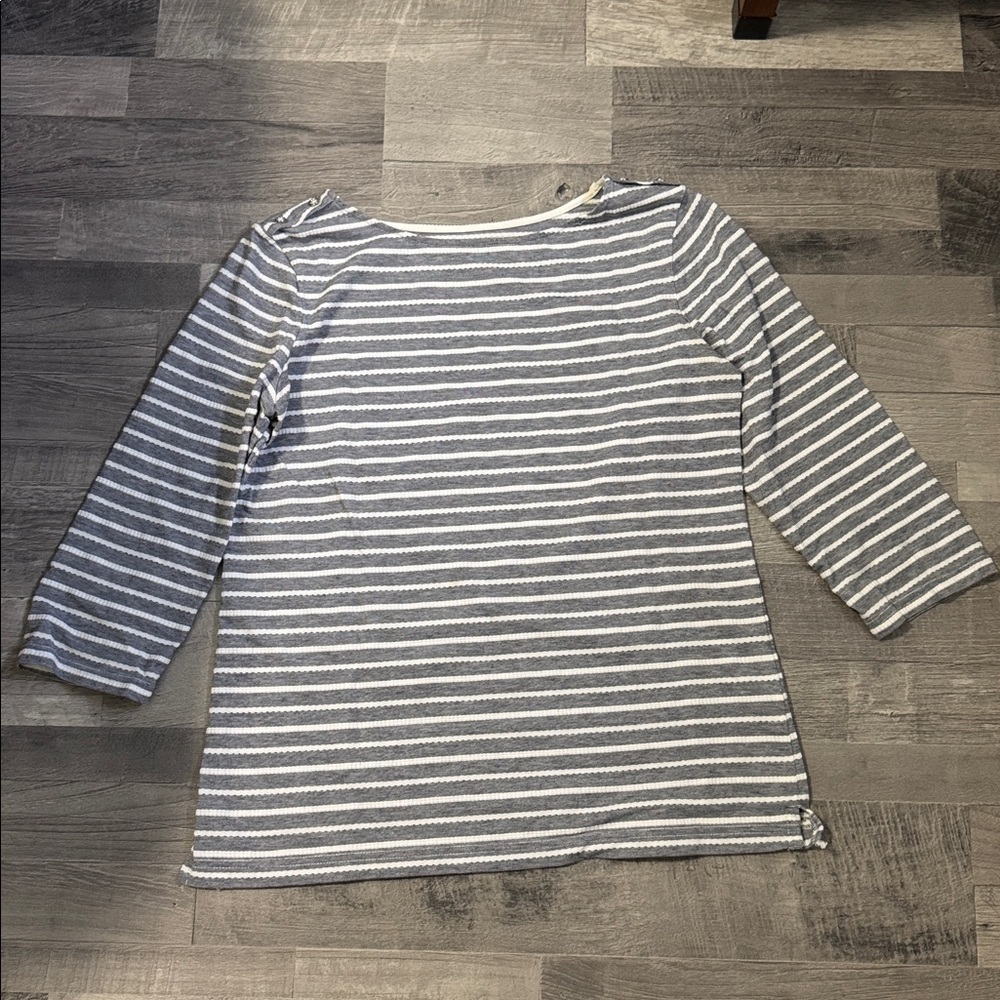 Striped Gray and White Long Sleeve Top